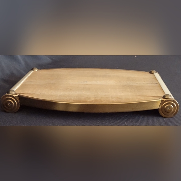 Art Deco 1930s Mirrored Brass and Lacquered Wood Tray - Picture 7 of 11